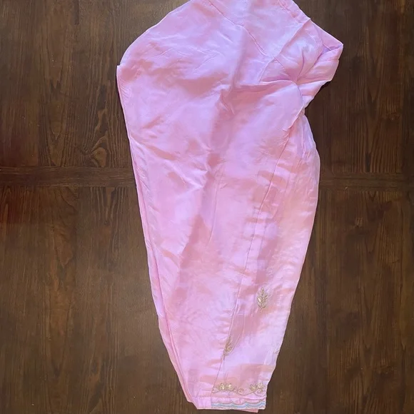 3pc Pink & Blue Indian Anarkali Suit With Salwaar - Picture 5 of 15